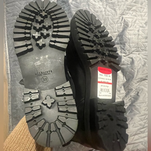 AllSaints Womens Bootie Black Lia Calf Leather Drawstring Boots 39 (8.5W) - Picture 7 of 10